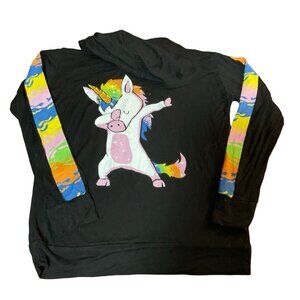 👣 5/$25 - Back Hooded Tee w/ Dabbing Unicorn Graphic